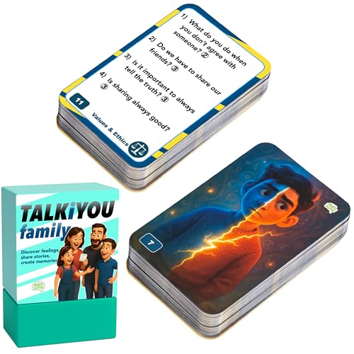 Talkiyou Family Conversation Cards – 60 Picture Prompts & 240 Open-Ended Questions for All Ages – Spark Deep Family Talks, Share Memories & Build Bonds – Screen-Free Game