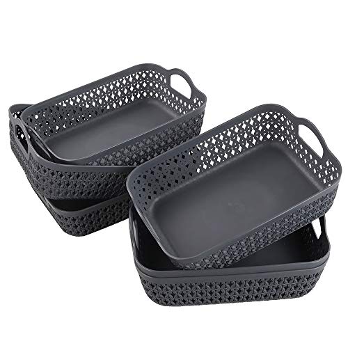 Morcte Small Storage Basket, Plastic Mesh Organizer Basket (Grey, Set of 6)