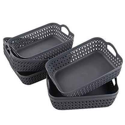 Morcte Small Storage Basket, Plastic Mesh Organizer Basket (Grey, Set of 6)