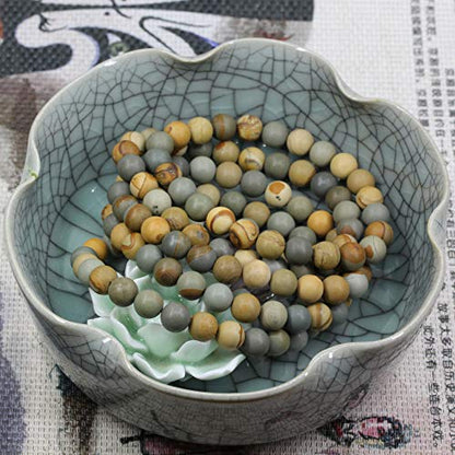 Amandastone Natural Gemstone 8mm Round Beads Stretch Bracelet 7 Inch - color: Matt Owyhee Picture Jasper