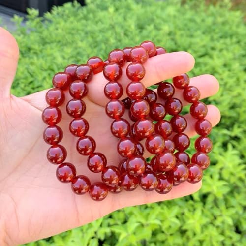 Adabele 1pc Natural Stretch Gemstone Bracelet 10mm (0.39") Bead 7 Inch to 8.5 Inch Healing Crystal Energy Quartz Chakra Jewelry Women Birthday Unisex Gift - color: Carnelian, size: 7.5 inch