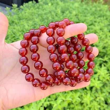 Adabele 1pc Natural Stretch Gemstone Bracelet 10mm (0.39") Bead 7 Inch to 8.5 Inch Healing Crystal Energy Quartz Chakra Jewelry Women Birthday Unisex Gift - color: Carnelian, size: 7.5 inch