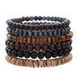 Puka Shell Bracelet for Men Wooden Bracelets Turquoise Stack Beaded Minimalist Trendy Jewelry for Friend Gift - style: 6pcs-Brown