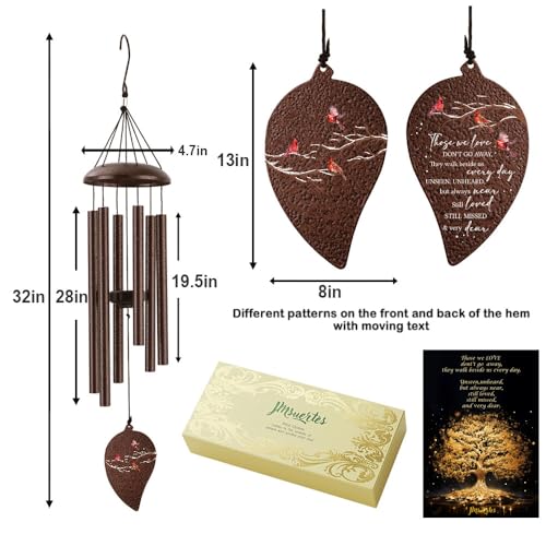 Memorial Sympathy Wind Chimes for Loss of Loved One 32'', Cardinal Wind Chimes in Memory of a Loved One, Cardinal Memorial Gifts, Bereavement Condolence Remembrance Gifts,Bronze - size: 32 inches