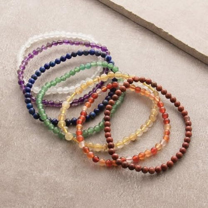Handmade 4mm Tiny Beads Bracelet – Natural Healing Stone Beads for Yoga, Mala, and Bohemian Stacking – Stretch Bracelet for Men and Women