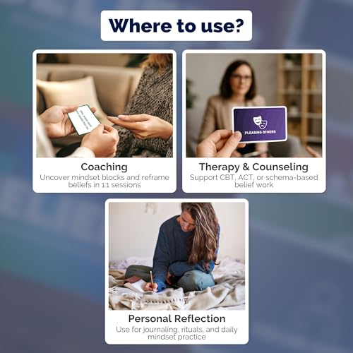 metaFox | My Beliefs Cards | 60 Core Belief Cards for Coaching | Therapy Card Deck for Adults & Counselors