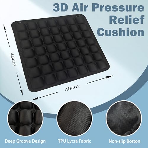 Comfortable 3D Air Cell Seat Cushion, Air Inflatable Pressure Relief Seat Bolster for Wheelchair, Car, Office, Home Living, Sondur Travel Cushion with Adjustable Firmness (49-Point Cushion) - size: 49-point cushion