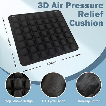 Comfortable 3D Air Cell Seat Cushion, Air Inflatable Pressure Relief Seat Bolster for Wheelchair, Car, Office, Home Living, Sondur Travel Cushion with Adjustable Firmness (49-Point Cushion) - size: 49-point cushion