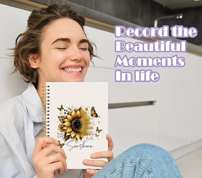 Welshower Sunflower Butterfly Inspirational Spiral Notebook Journal, Motivational Notebook for Women Men, Sunflower Gifts for Women, Positive Affirmation Journal, 5.5x8.3 Inch - color: Inspirational Notebook 04
