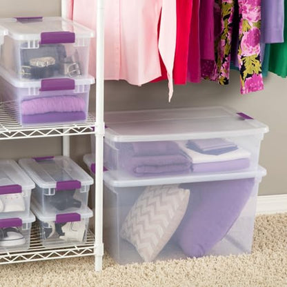 Sterilite 18-Pack 66 Quart ClearView Latch Box, Stackable Organizer Bins with Latching Lids - Clear Plastic Organization Containers for Closet, Bedroom, Shelving Units and Everyday Home Storage - size: 18 Pack, style: 66 Quart