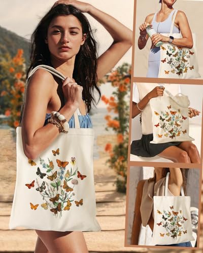 Miss Adola Aesthetic Canvas Tote Bag - Reusable Shoulder Tote Bag for Women Lady Casual Vacation, Shopping, Work, Gym - style: Caterpillars