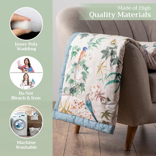 Maison d' Hermine Throw Blanket for Couch Lightweight Soft Warm Breathable Cotton Throw Blankets for Bed Girls Boys Women Men Gifts Sofa Living Room Spring Summer (Hokuzai - Grey, 50'' X 60'')