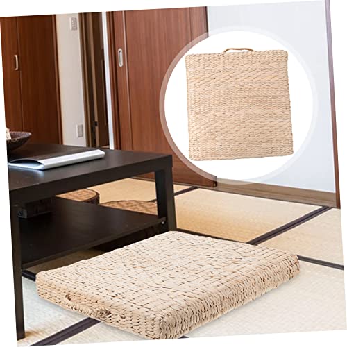 1pc Hand-Made Woven Meditation Cushion Square Straw Mat for Yoga and Home Use Comfortable Floor Pillow for Living Room Bedroom and Office Diameter Thick