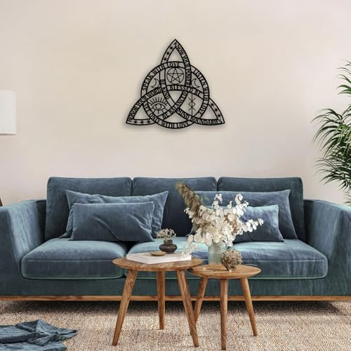 Celtic Rope Knot Metal Wall Decor - Infinity Symbol Triquetra Knot Room Decor Wall Art Home Decor for Living Room, Bedroom, Dining Room, Office (Black)