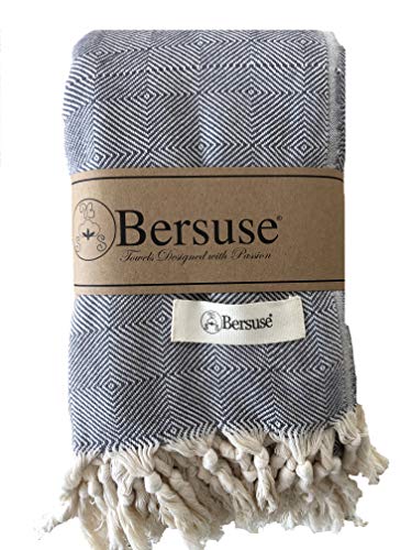 Bersuse 100% Cotton Milas XL Throw Blanket for Couch - 100% Cotton Lightweight Durable Throw Blanket, Big Blanket for Sensitive Skin, Decorative and Versatile - 60x90 Inches, Grey