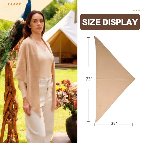 Cashmere Blend Shawl Wraps for Women,Cashmere Poncho Pashmina for Women Travel Scarf for All-Season with Gift Box - color: Camel