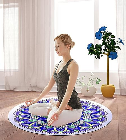nuveti Large Meditation Mat Non Slip Round Yoga Mat Natural Rubber with Sueded Surface Exercise Mat Perfect for Meditating, Stretching, Yoga（140CM X 3.5MM Thick)