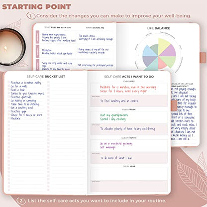 Clever Fox Self-Care Journal – Daily Reflection Notebook – Mental Health & Personal Development Planner, Meditation & Mood Log, A5 (Light Pink) - color: Light Pink, size: A5 (5.8'' x 8.3'')