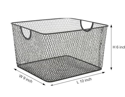 YBM HOME Household Wire Mesh Open Bin Shelf Storage Basket Organizer Black For Kitchen Pantry, Cabinet, Fruits, Vegetables, Pantry Items Toys 10” x 9” x 6”, 2-Pack, Black - size: 10 x 9 x 6