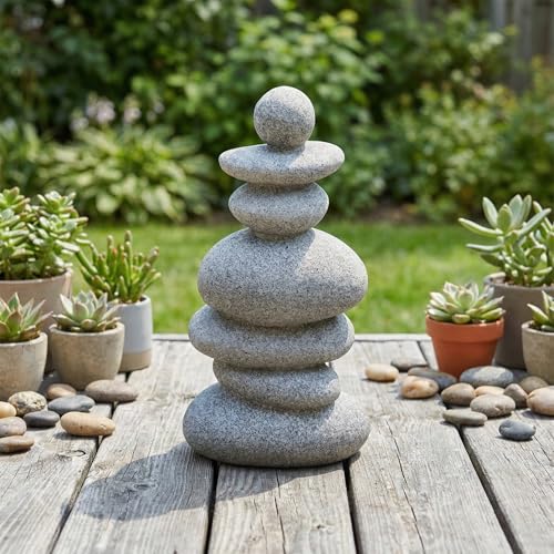 DECHOUS Japanese Zen Stacked Rocks Decor Faux Zen Garden Stone Sculpture for Garden, Meditation, Indoor Outdoor Small Rock Figurines