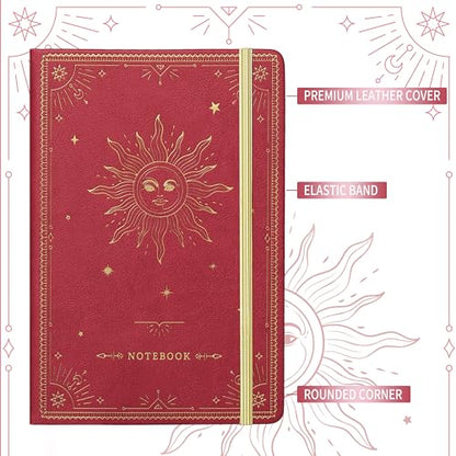 Artfan Ruled Notebook/Journal – Premium Thick Paper Faux Leather Classic Writing Notebook with Pocket + Page Dividers Gifts, Banded, Large, 144 Pages, Hard Cover, Lined (5.8 x 8.4) - Red - color: RED13