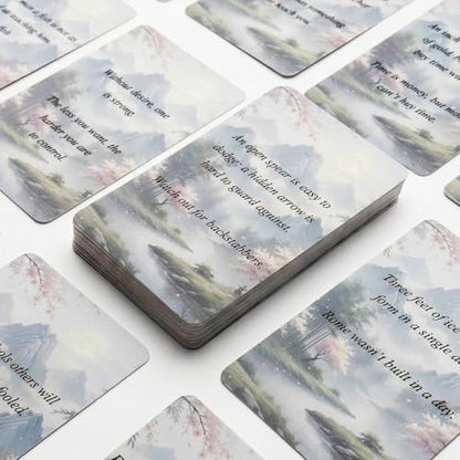 50 Daily Inspiration Cards - Ancient Eastern Philosophy for Mindfulness & Calm - Luxury Glossy Wisdom Deck for Meditation & Self-Reflection - Beautifully Boxed Gift for Seekers (White) - color: White