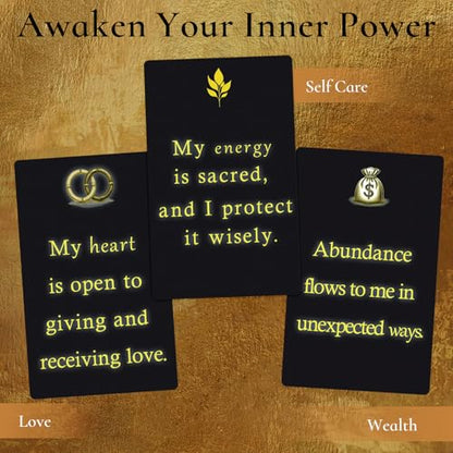 Miracle Mantras Positive Affirmations Cards – 54 Daily Affirmation Cards for Women & Men, Self Care, Love & Wealth, Mindfulness Motivational Deck, Inspirational Gift