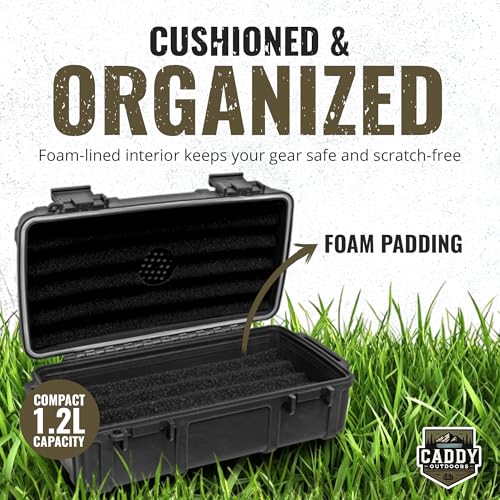 Waterproof Storage Case 1.2 L Capacity – Heavy-Duty Gear Box with Foam, Carabiner & Lanyard – Crushproof, Airtight Outdoor Container for Camping, Hiking, Fishing - color: Black