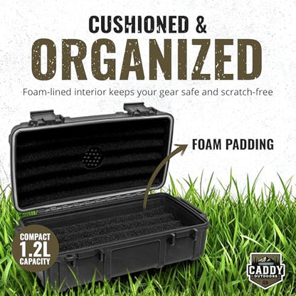 Waterproof Storage Case 1.2 L Capacity – Heavy-Duty Gear Box with Foam, Carabiner & Lanyard – Crushproof, Airtight Outdoor Container for Camping, Hiking, Fishing - color: Black