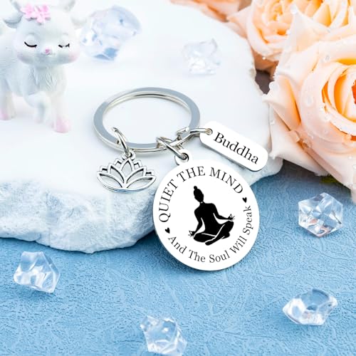 Yoga Gifts for Women Meditation Gifts for Women Yoga Instructor Gift Pilates Gift for Her Spiritual Zen Meditation Yogis Accessories for People with Anxiety keychain Lotus Jewelry Buddhist Present