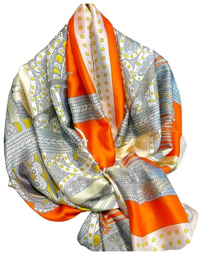Dress Scarves Shawl Wraps Long Silky Scarf for Women Dressy Fashion Lightweight for Decorative Formal Evening Gowns - color: 1023-orange Castle