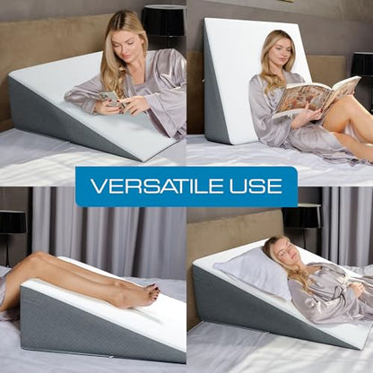 Kolbs Bed Wedge Pillow for Sleep Apnea, FSA Eligible Acid Reflux, and Back Pain Relief, with Chic Jacquard Cover - Headboard Wedges for Sleeping (Extra Wide 12" Height) - size: Extra Wide 12" Height