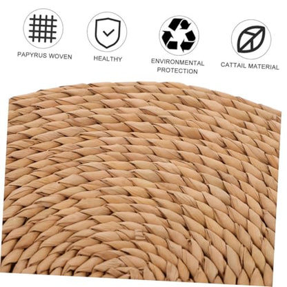 Woven Round Meditation Cushion Floor Pillow Thick Genuine Straw Pad 1.5cm Thick 40cm Diameter Indoor Seating Cushion for Yoga and Meditation