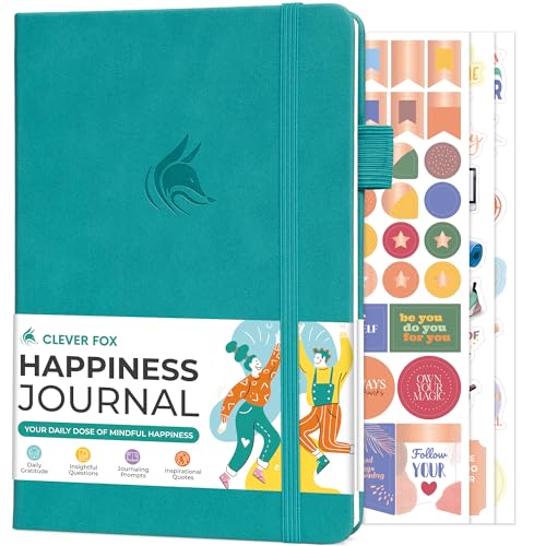 Clever Fox Happiness Notebook – Daily Positivity Journal for Women with Prompts & Positive Quotes – Affirmation & Self Esteem Gifts (Turquoise) - color: Turquoise