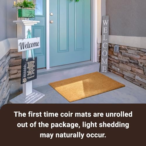 Coco Coir Door Mat with Heavy Duty Backing, Welcome Doormat (17" x 30"), Doormat Entrance (Plain - 1Pack) - color: Plain - 1pack