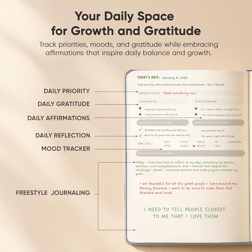 Journal For Men & Women - Gratitude Journal & Self Care Journal With Prompts - A5 Journaling Notebook - Grey - Productivity Store - color: Gray