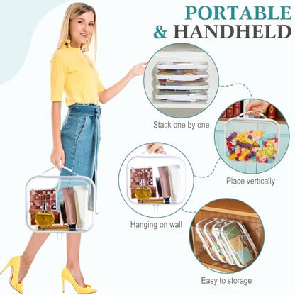 Sanwuta 4 Pcs Clear Hard Zipper Case with Handle Office Storage Cases Hard Plastic Pouches Transparent Bins for Crafts, Snacks, Cosmetics, Puzzles(9.8 x 7.9 x 2 Inches,White) - size: 9.8 x 7.9 x 2 Inches