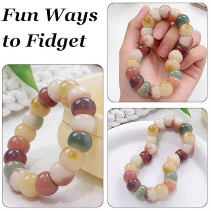 Natural Bodhi Seed Bracelets Anxiety Fidget Bracelets Anxiety Relief Items Protection Healing Stretch Bodhi Fidget Bracelet for Women Men - color: colorful
