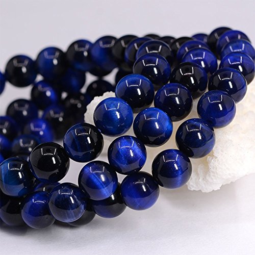Justinstones Gem Semi Precious Gemstone 8mm Round Beads Stretch Bracelet 7 Inch Unisex - color: Dyed Blue Tiger Eye