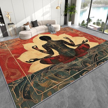 Chakra Rug for Meditation - 5x6 Rug, Yoga Meditation Living Room Rugs, Boho Mandala Bedroom Rugs, Bohemian Carpet, Chakra Home Decor & Gifts - size: 5' x 6' (Rectangular)