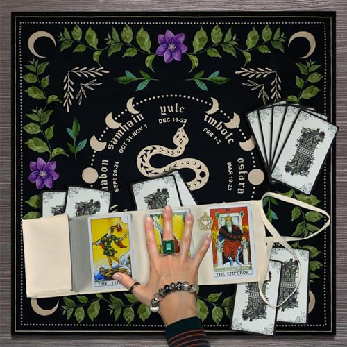 Knana Tarot Altar Cloth Mat - Silk for Reading - Witchcraft Accessories - Tarot Card Bag (Black Snake) - color: Black Snake