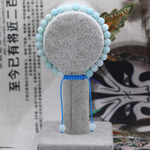 Keleny Natural Gemtone 6mm Round Beads Crystal Adjustable Braided Macrame Tassels Bracelets Unisex - color: Matte Blue Amazonite