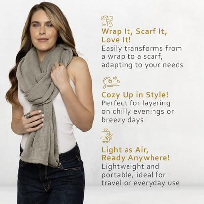 Cocoon Knit Shawl Scarf for Women, Soft Pashmina Poncho Wrap, Stylish Shawl and Scarf - color: Light Green