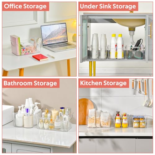Clear Plastic Storage Bins - 12 Pack Pantry Organizers and Storage,Large Clear Pantry Organizer Bins, Plastic Containers with Handle for Kitchen,Freezer,Cabinet,Closet,Bathroom Under Sink - size: Large