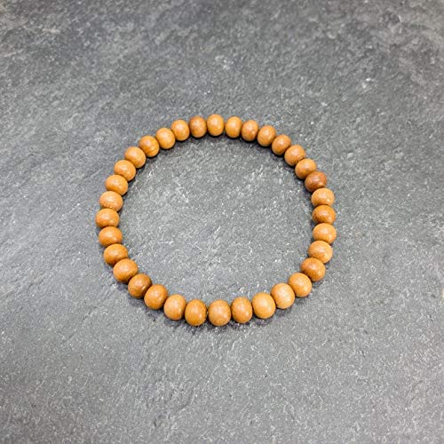 Sandalwood Bracelet for Women Men Buddhist Prayer Strand Chandan Bracelet Handmade Stretchable Elastic Sandalwood Beaded Wristbands for Yoga Meditation - style: 6mm Beads