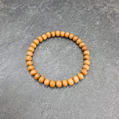 Sandalwood Bracelet for Women Men Buddhist Prayer Strand Chandan Bracelet Handmade Stretchable Elastic Sandalwood Beaded Wristbands for Yoga Meditation - style: 6mm Beads