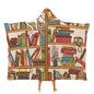 Sleeping Cat Library Bookshelf Large Size Comfortable Hooded Blanket, Warm Blanket 50"x60" - color: Sleeping Cat Library Bookshelf, size: 50"x60"