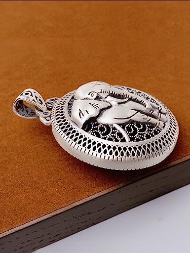 Handmade Sterling Silver plated lucky animals pendant necklace Good luck elephant/Lucky Fox/Good wealth Pixiu/Family Tree/Sun/Buddhism cross/Maitreya Buddha/Phoenix jewelry gifts for women men - color: Tibetan Silver plated Elephant