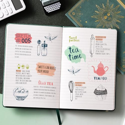 Artfan Ruled Notebook/Journal – Premium Thick Paper Faux Leather Classic Writing Notebook with Pocket + Page Dividers Gifts, Banded, Large, 144 Pages, Hard Cover, Lined (5.8 x 8.4) - Cyan - color: Cyan