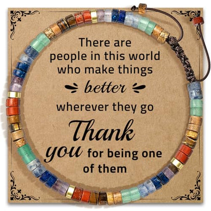 Thank You Gifts for Women: Teacher Appreciation Office Gifts for Coworkers Employee Boss Lady Manager Colleague Natural Stone Bracelet - color: Rainbow-BETTER